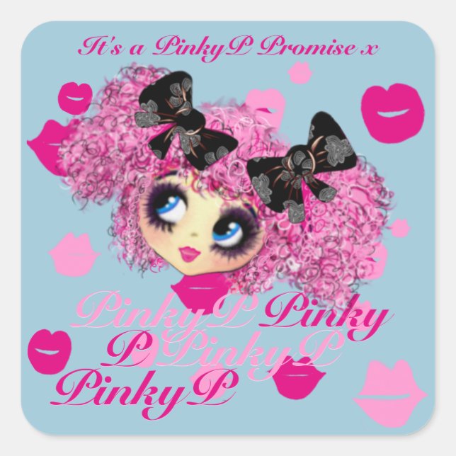 Kawaii Girl Pinky Promise gifts for friends Square Sticker (Front)