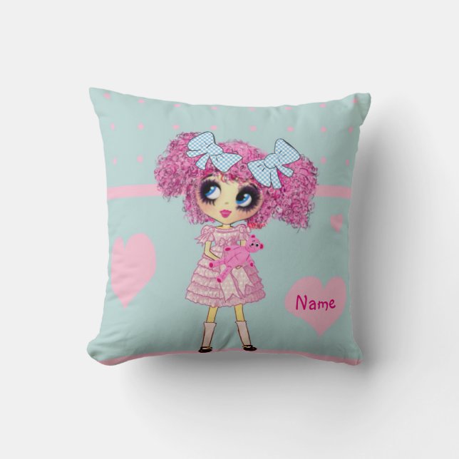 Kawaii Girl PinkyP pastel blue Cushion (Front)