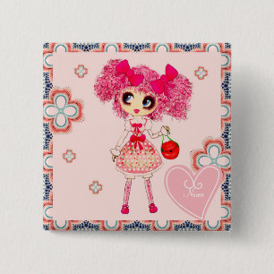 Kawaii Girl PinkyP Sweet Lolita so cute 15 Cm Square Badge
