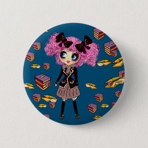 Kawaii Girl Student Gifts with PinkyP 6 Cm Round Badge