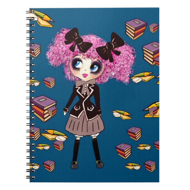 Kawaii Girl Student Gifts with PinkyP Notebook (Front)