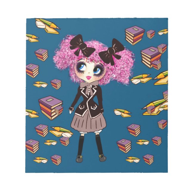 Kawaii Girl Student Gifts with PinkyP Notepad (Front)