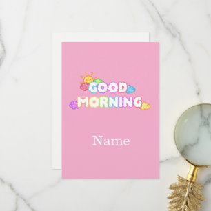 Kawaii Good Morning Sun & Rainbow Clouds Thank You Card