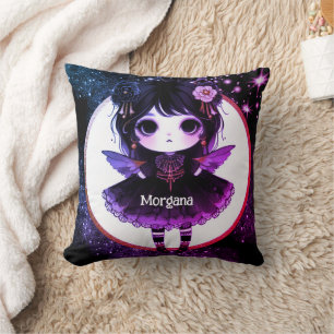 Kawaii Goth Girls Cute Personalised Gothic Chibi Cushion