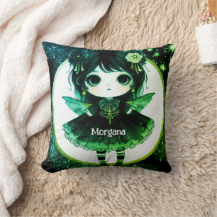Kawaii Goth Girls Cute Personalised Gothic Chibi Cushion