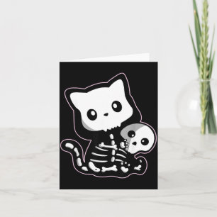 Kawaii Goth Pastel Skeleton Black Cat Cute Card