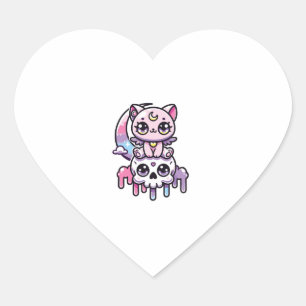 Kawaii Gothic Cat Pastel Gothic Goth Cat   Heart Sticker
