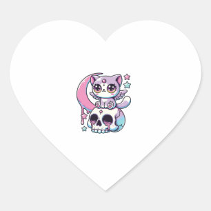 Kawaii Gothic Cat Pastel Gothic Goth Cat   Heart Sticker