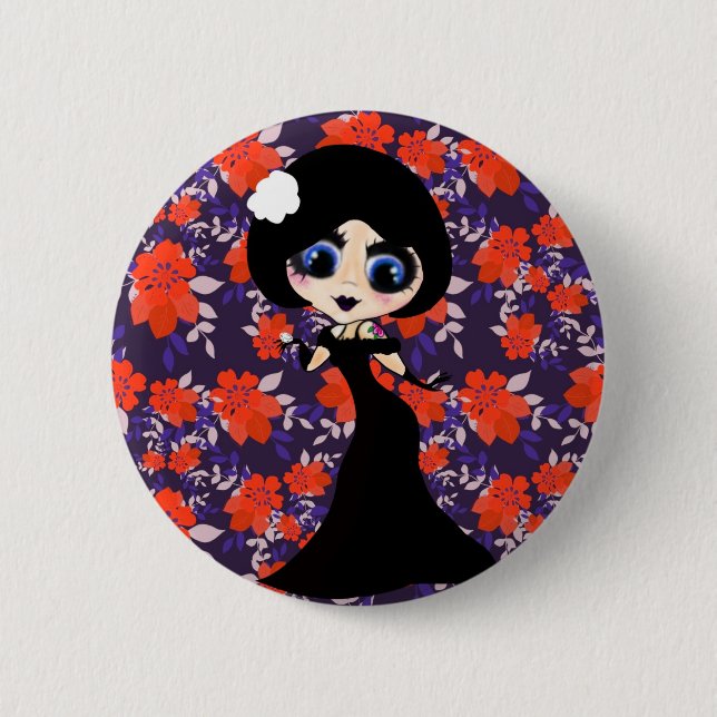 Kawaii Gothic Lolita ArtDeco girl 6 Cm Round Badge (Front)