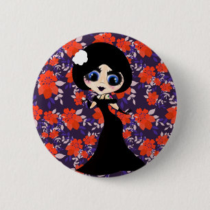Kawaii Gothic Lolita ArtDeco girl 6 Cm Round Badge