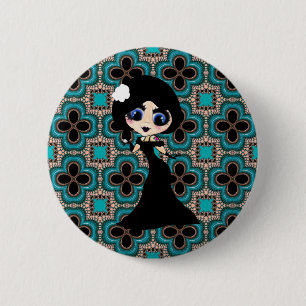 Kawaii Gothic Lolita ArtDeco girl 6 Cm Round Badge