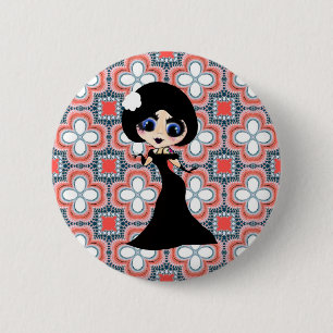 Kawaii Gothic Lolita ArtDeco girl 6 Cm Round Badge