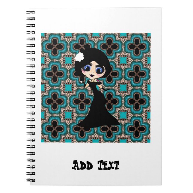 Kawaii Gothic Lolita ArtDeco girl Notebook (Front)