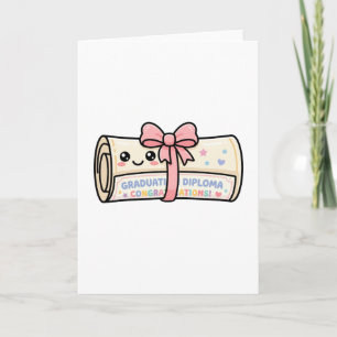 Kawaii Graduation Diploma Scroll Ribbon Cute Card