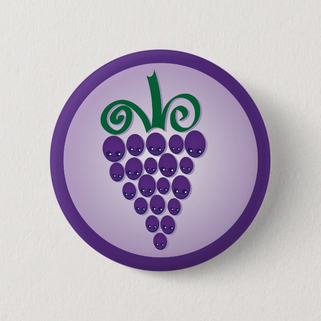 Kawaii Grapes 6 Cm Round Badge (Front)