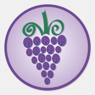 Kawaii Grapes Classic Round Sticker