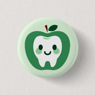 Kawaii Green Apple Tooth Character 3 Cm Round Badge