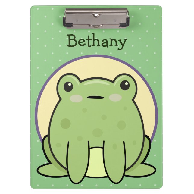 Kawaii Green Frog Personalised  Clipboard (Front)