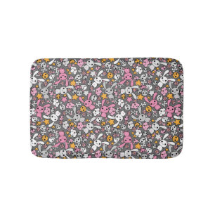kawaii grey pattern bath mat