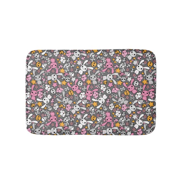kawaii grey pattern bath mat (Front)