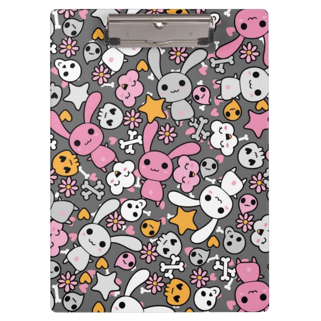 kawaii grey pattern clipboard (Front)