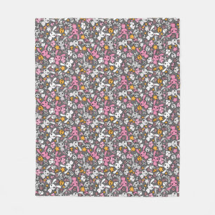 kawaii grey pattern fleece blanket