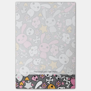 kawaii grey pattern post-it notes