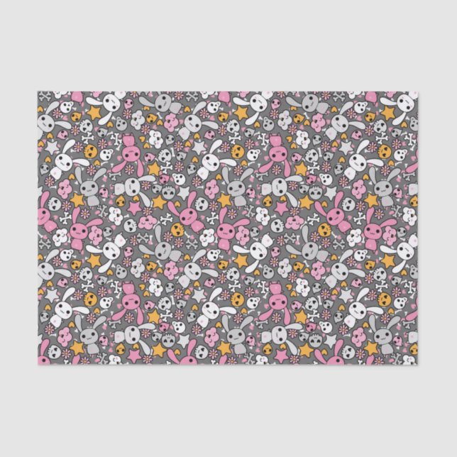 kawaii grey pattern tissue paper (Front)