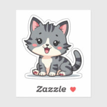 Kawaii Grey Tabby Kitten – Sleepy Pose