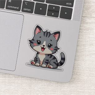 Kawaii Grey Tabby Kitten – Sleepy Pose