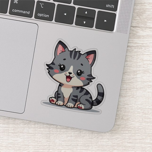 Kawaii Grey Tabby Kitten – Sleepy Pose (Detail)