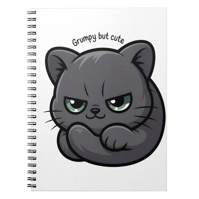 Kawaii Grumpy Cat for Notes and Doodles Notebook (Front)