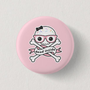 Kawaii Grunge Dead Inside Skull 3 Cm Round Badge