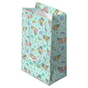 Kawaii Guinea Pig Unicorn Pattern in Blue Small Gift Bag