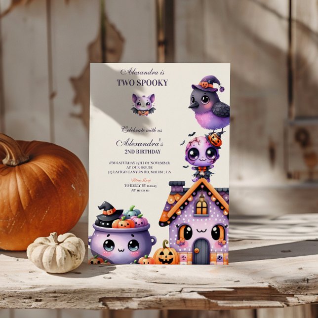 Kawaii Halloween 2nd Birthday Spooky Cute Pastel Invitation (Creator Uploaded)