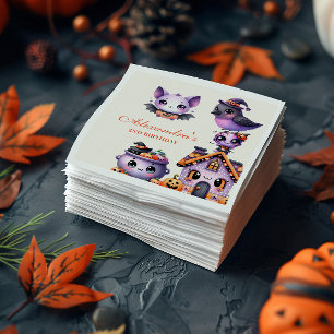 Kawaii Halloween 2nd Birthday Spooky Cute Pastel Napkin