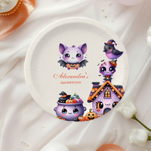 Kawaii Halloween 2nd Birthday Spooky Cute Pastel Paper Plate