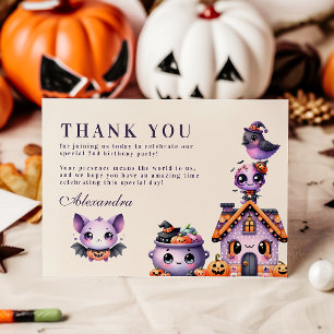 Kawaii Halloween 2nd Birthday Spooky Cute Pastel Thank You Card