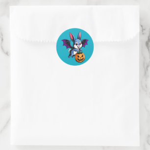 Kawaii Halloween Bat Bunny Classic Round Sticker