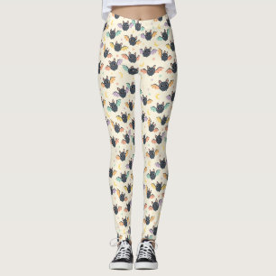 Kawaii Halloween Bats Pattern with Stars Leggings