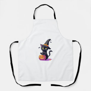 Kawaii Halloween Black Cat - Cute Witchy Cat Pumpk Apron