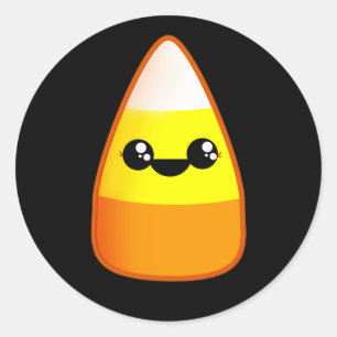 Kawaii Halloween Candy Corn Classic Round Sticker