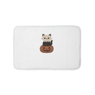Kawaii Halloween Cat and pumpkin Classic T-Shirt Bath Mat