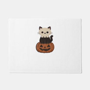 Kawaii Halloween Cat and pumpkin Classic T-Shirt Doormat