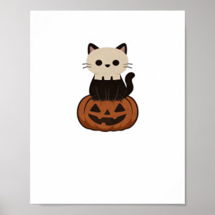 Kawaii Halloween Cat and pumpkin Classic T-Shirt Poster