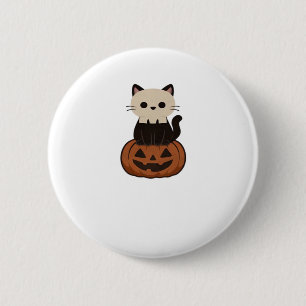 Kawaii Halloween Cat and pumpkin Oversized T-Shirt 6 Cm Round Badge