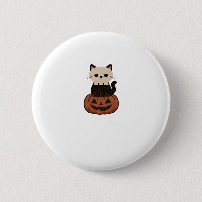 Kawaii Halloween Cat and pumpkin Oversized T-Shirt 6 Cm Round Badge (Front)