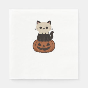 Kawaii Halloween Cat and pumpkin Oversized T-Shirt Napkin