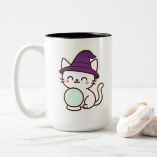 Kawaii Halloween Cat – Magical & Adorable Spooky Two-Tone Coffee Mug