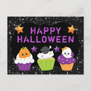 Kawaii Halloween Cupcakes Postcard
